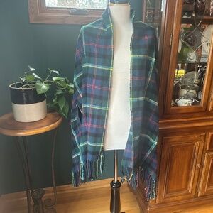 J Crew Tartan plaid poncho wrap scarf